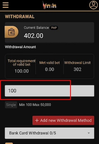 🎯Step 2: Enter the amount you want to withdraw.